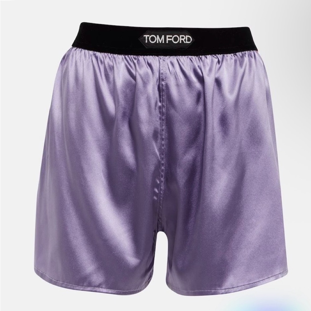 Tom Ford Silk-Blend Lavender Logo Shorts